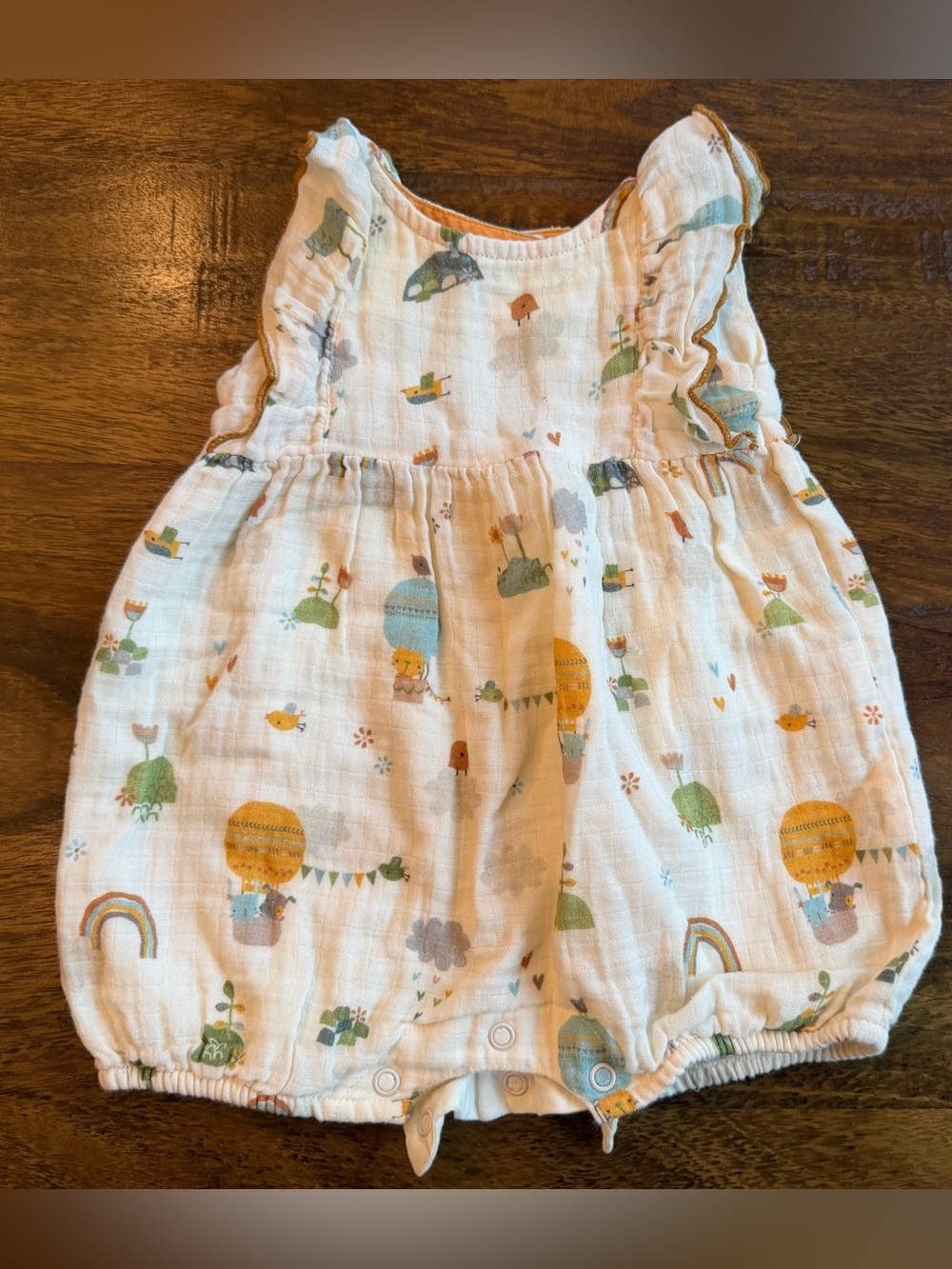 Baby Hot Air Balloon Romper in Cream, Yellow & Green